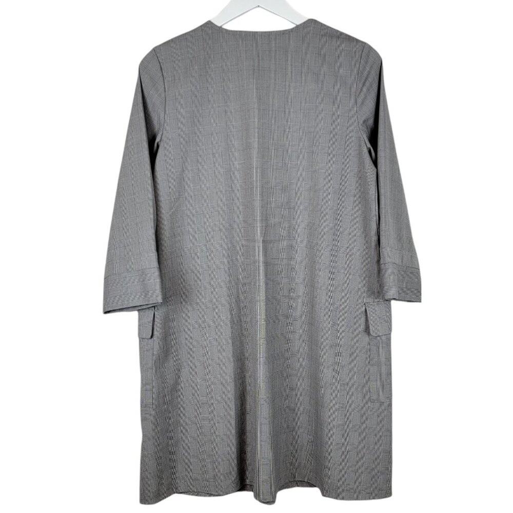 ZARA Glen Plaid V-Neck Patch Pocket Zip-Front Modern Sheath Dress - Size S - Picture 4 of 8